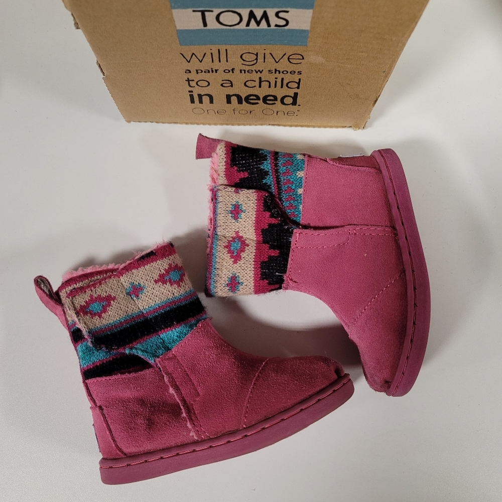 TOMS Child Pink Suede Nepal Boots